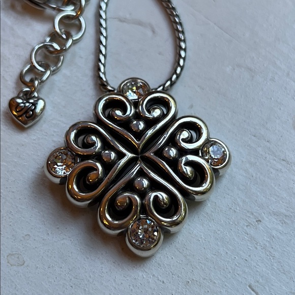 Retired Brighton alcazar bejeweled heart pendant chain silver plated - Picture 2 of 11